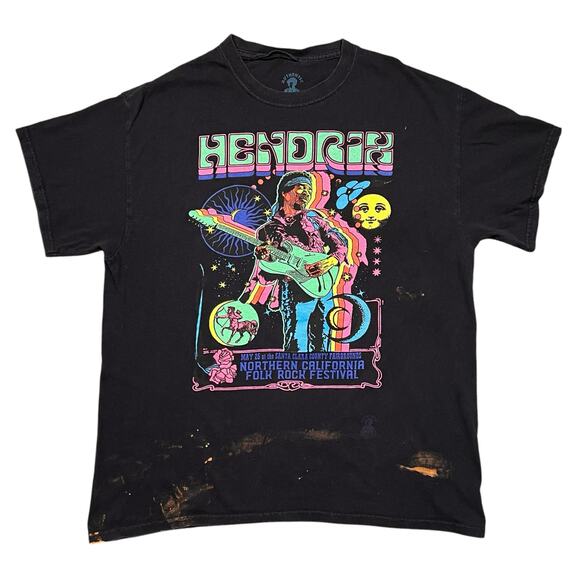 Jimi Hendrix North California Folk Festival Reprint Cotton T-Shirt Mens Large - Picture 1 of 4